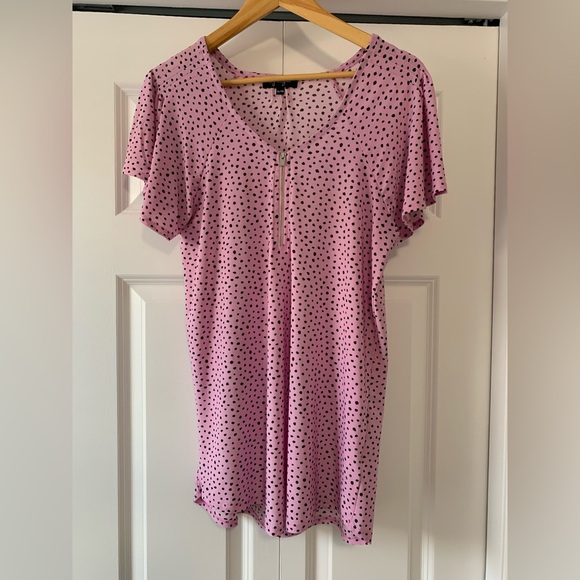 Tops - Lily Morgan Pink Polka Dot Short Sleeve Blouse Women’s Size US XL